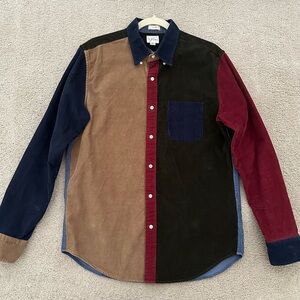 J. Crew Multi Colorblock Corduroy Long Sleeve Button Down Shirt Classic Fit